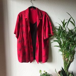 Tropical shirt-dress with built in slip